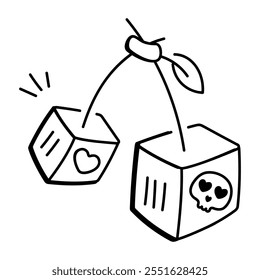 Magic dice icon in doodle style 

