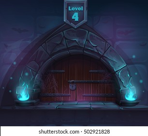 Magic Door In The Next 4th Level. For Web, Video Games, User Interface, Design.