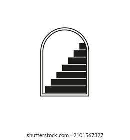 Magic doorway logo design vector template. Travel stairway icon symbol.