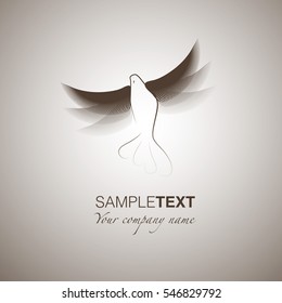 Magic dove. Image of pigeon drawn with lines and with wings extended. Vector Illustration