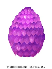 Magic dragon egg with purple scales. Vector illustration on transparent background