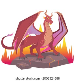 Magic dragon. Fire-breathing legendary character