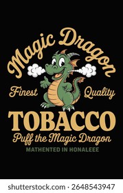 Magic Dragon Tobacco Streetwear T-shirt Design Vector