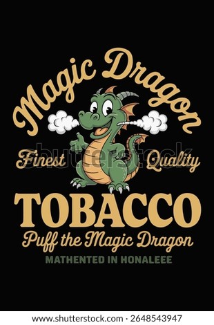 Magic Dragon Tobacco Streetwear T-shirt Design Vector