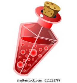 magic drink in a bottle on white background