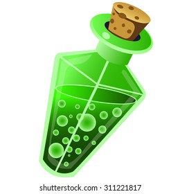 magic drink in a bottle on white background