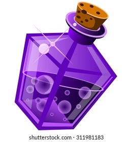 magic drink in a bottle on white background