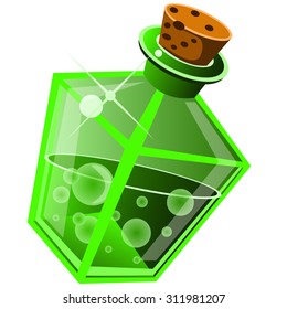 magic drink in a bottle on white background