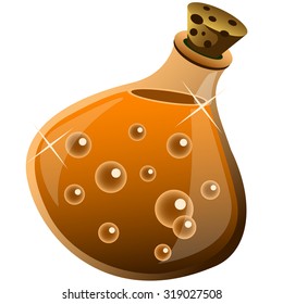 magic drink in a bottle on white background