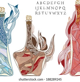Magic drinks. Artistic vector illustration.