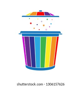 
Magic dust bin with star dust. Vector illustration.