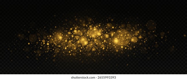Efecto mágico de polvo. Las chispas doradas y las estrellas brillan con un efecto de luz especial. Navidades de fondo abstracto.