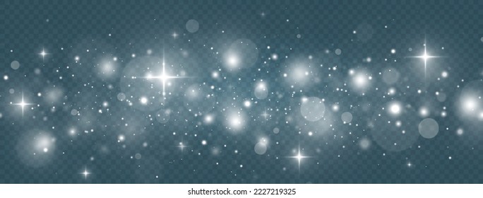 Magic dust effect. White sparks and stars glitter special light effect.