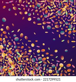 Magic Dust Festival Purple Background. Multicolored FallingFestive Splash Banner. Fun Texture. Gradient Carnival Pattern.