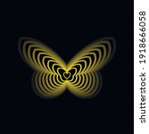 Magic dynamic poster with a butterfly. Neon butterflies on a black background. Vector illustration with a bright butterfly. Linear illustration with a butterfly.