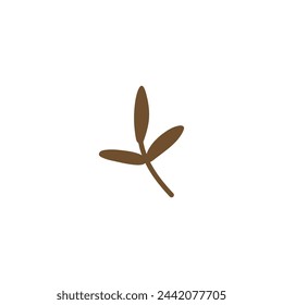 Magic element of a twig with three leaves for alchemy and witchcraft. Flat vector for logo on isolated background. Cartoon illustration suitable for Halloween or esoteric concepts.