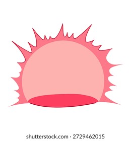 Magic energy shield emitting a powerful burst of force, creating an explosive impact graphic effect with a vibrant red and pink color palette against a clean white background
