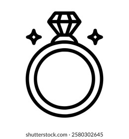 Magic engagement ring jewelry line art isolated vector