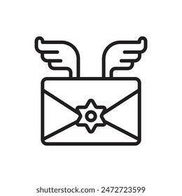 Magic Envelope Outline Icon Vector Illustration