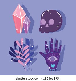 magic esoteric skull hand crystal