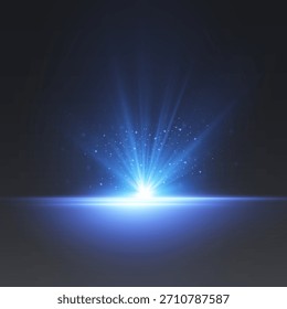 Explosión mágica de energía azul con brillo y efecto bokeh