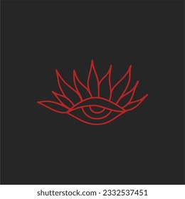 Magic eye, all-seeing eye. Mystical esoteric witchcraft vector and printable image, boho style unique illustration, printable poster, postcard.