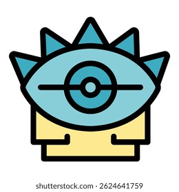 Magic eye amulet icon. Outline magic eye amulet vector icon color flat isolated
