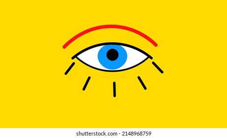 Magische, lustige Illustration einzeln auf gelbem Hintergrund. Astrologie-Talisman. Mein Auge.