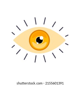 Magic eye icon. Cartoon illustration of a golden eye isolated on a white background. Vector 10 EPS.