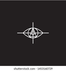 Magic eye icon, geometric unusual line eye logo, graphic design element. Vector sign isolated