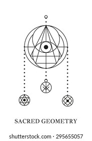 Magic eye - tantric buddhism symbol. Alchemy, religion, spirituality, occultism, tattoo art. Black and white