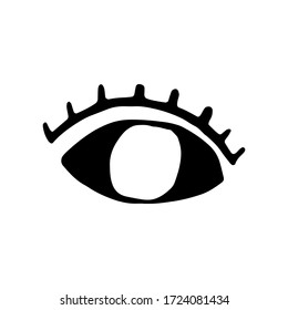 magic eyes with lashes.Witchcraft and halloween attributes doodles. demonic, spirituality stuff, signs and symbols. Vector illustration isolated on white background.Tattoo