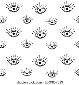Magic eyes seamless pattern. Modern trend mysticism minimalist style