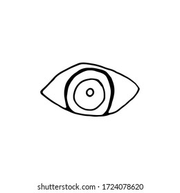 magic eyes.Witchcraft and halloween attributes doodles. demonic, spirituality stuff, signs and symbols. Vector illustration isolated on white background.Tattoo