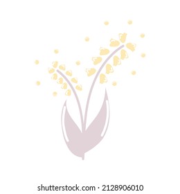 Magic fabulous yellow bellflowers with bubbles. Children's illustration in a flat cartoon style. Flowers and plants in vector. Neutral colors. Isolated on white background.