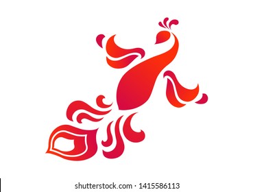 Magic fairy bird abstract logo design vector template. Flying Phoenix creative modern Logotype icon. Vector illustration of  Russian firebird in color