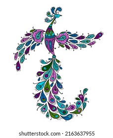 Magic Fairy Bird. Phoenix Bird. Mythical character. Ornamental Silhouette for your design