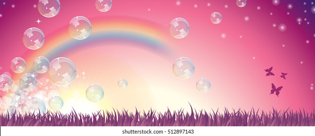 Magic fairy landscape with sweet colors full vector