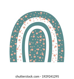 Magic fairy rainbow. Simple nature doodle line scandinavian style background. Children's boho decor trend of the season, blue, pink. Vector