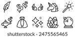 Magic and Fairy Tale Icon Set Enchanting Line Style Collection