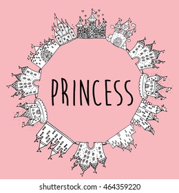 Magic Fairy Tale Princess Castle. Vector Illustration. Eps 10