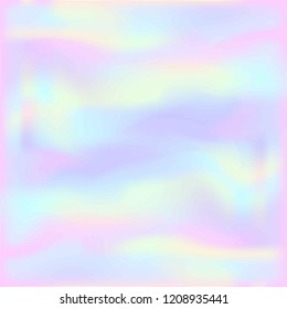 Magic Fairy and Unicorn background with light pastel rainbow mesh. Multicolor backdrop in girly pink, violet and blue colors. Fantasy holographic pattern with blurs and sparkles. Vector