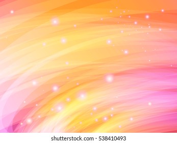  Magic fairy vector background with light effects. Gloss, neon, sparkling, glow,and bokeh. Colorful waves of light. Purple, orange, red, yellow shades.