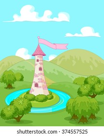 Magic Fairytale Tower Rural Landscape