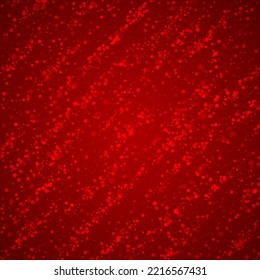 Magic falling snow christmas background. Subtle flying snow flakes and stars on christmas red background. Magic falling snow holiday scenery.   Square vector illustration.