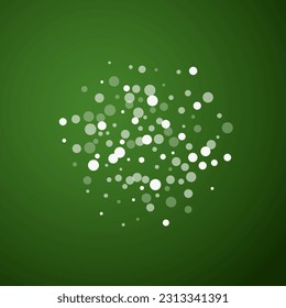 Magic falling snow christmas background. Subtle flying snow flakes and stars on christmas green background. Magic falling snow holiday scenery.   Square vector illustration.