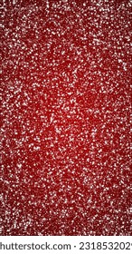 Magic falling snow christmas background. Subtle flying snow flakes and stars on christmas red background. Magic falling snow holiday scenery.   Vertical vector illustration.