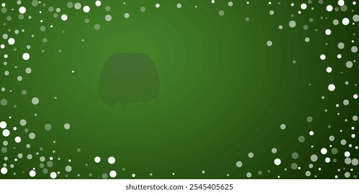 Magic falling snow christmas background. Subtle flying snow flakes and stars on christmas green background. Magic falling snow holiday scenery.   Wide vector illustration.