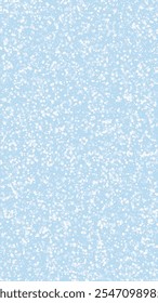 Magic falling snow christmas background. Subtle flying snow flakes and stars on light blue winter backdrop. Magic falling snow holiday scenery.   Vertical vector illustration.