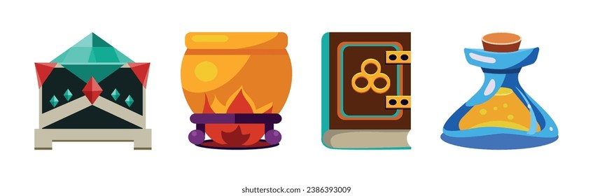 Magic Fantastic Object and Elements for Sorcery Vector Set